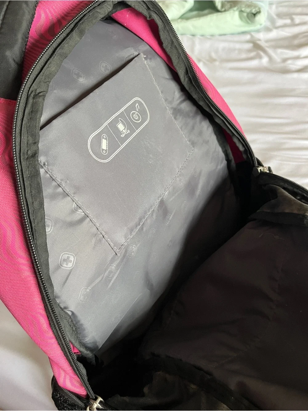 SwissGear Backpack Pink Black Tech Pocket School Travel Comfort Fit Daypack